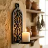 Suporte de Velas Artesanal de Ferro Fundido Criativo Retro Nórdico com Design Oco em Forma de Arco Decoração de Parede para Restaurante, Bar, Ktv Decoração de Parede