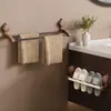 Ventosa Nogal Toallero Perchero de Almacenamiento Montado en la Pared para Baño sin Perforaciones Barra para Colgar Toallas Toallero de Baño