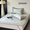 Nuevo Elegante Juego de Tres Piezas de Esterilla de Seda de Hielo 900D con Estampado Lindo, Lavable a Mano y en Máquina, Esterilla de Verano con Aire Acondicionado Verde Gris