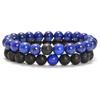 Pulseras de Pareja de Cuentas de Piedra Ojo de Tigre Transfronterizas Europeas y Americanas, Par de Cuentas de Ágata Mate de 8 mm, Joyería de Cuentas de Piedra