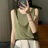 Transfronterizo 2025 Verano Nuevo Suéter Corto para Mujer Chaleco sin Mangas Cuello Redondo Camisola Color Sólido