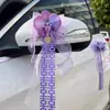 Decoración de Coche de Boda, Serpentinas para Flota, Decoraciones para Espejo Retrovisor de Coche de Fiesta de Boda, Cintas de Flores Simuladas para Coche, Colección de Artículos para Boda
