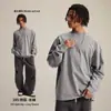 Moda Masculina Estilo Cadena Primavera 2026 Nuevo Estilo Ruina Algodón Puro Teñido con Cera Camiseta de Manga Larga Capa Base Parche de Marca de Moda para Hombre.