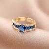 Anillo de microcircón esmeralda de 18 quilates bañado en cobre con apertura ajustable, color claro de lujo, anillo ovalado de moda.