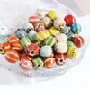 Esmalte de flor pequeña sandía cuentas de cerámica agujero recto cuentas de colores calabaza cuentas de porcelana accesorio para pulsera material joyería pequeña