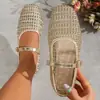 ¡Artículos en stock de talla grande! ~¡Se puede hacer dropshipping y poner etiquetas! Zapatos Mary Jane elegantes de color liso llamativo y estilo brillante para mujer