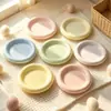 Cuenco circular de cerámica de color crema con esmalte interior para mascotas (perros pequeños y gatos), cuenco bajo para gatos, cuenco de comida, en stock para ventas transfronterizas