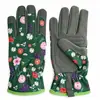 Guantes de Jardinería con Estampado Floral - Palma de Cuero Sintético, Dedo Táctil, Puño Elástico con Lengüeta, Transpirables - para Mujeres, Trabajo en el Jardín