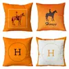 Comercio Exterior Transfronterizo Otoño Sofá de Lujo Ligero Funda para Cojín Sala de Estar Mesita de Noche Naranja Hermes Funda para Cojín Funda para Cojín de Gama Alta