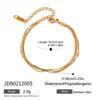 Design silencioso moderno minimalista ouro 18K aço inoxidável quadrado corrente osso de cobra pulseira de três camadas joias joias femininas da moda