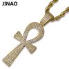 Colgante vintage de cruz de tres hojas con diseño de rosa nueva de estilo europeo y americano de Jinao, lleno de circonitas, accesorios de hip-hop para hombres y mujeres.