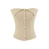 Top de tirantes metálicos abotonados, puramente seductor y sexy, nuevo top de verano ajustado y corto para chicas calientes, para mujer