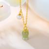 Colar de jade em prata S925 colar de pérolas Lírio-do-vale design de nicho luxo leve leve alto senso nova corrente para clavícula feminina