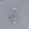 Anillo de Ombligo Europeo y Americano Transfronterizo de Acero Inoxidable 316L Anillo de Ombligo de Acero de Titanio Clavo de Ombligo Doble con Diamante Botón de Ombligo Sexy Adorno de Ombligo