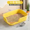 Bandeja sanitaria grande semi-cerrada para gatos transfronteriza para uso doméstico, diseño abierto, bandeja anti-salpicaduras para arena de gato con pedal anti-salpicaduras y pala para arena de gato