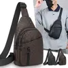 Bolso de Pecho de Moda con Patrón Tejido para Hombre, Gran Capacidad, Piel Sintética, Resistente al Desgaste, Bolso de Hombro Multicapa, Simple, Casual, Portátil, Bolso Cruzado