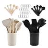 Juego de utensilios de cocina de silicona para cocina, juego de 28 piezas, no daña la sartén, sartén antiadherente, fácil de limpiar, resistente a altas temperaturas, gancho, cubo de almacenamiento para cocinar