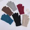 [Novos Clientes Ganham Desconto Instantâneo de 5 Yuan] Luvas de Tricô de Cor Sólida para Homens e Mulheres, Quentes e Forradas com Lã para Outono e Inverno, Luvas Elásticas de Lã com Dedos Separados