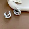 Nuevos Pendientes Redondos Lisos con Puntos Estilo Coreano Cepillado Pendientes de Aro de Lujo Ligero Sensación de Alta Gama Accesorios de Pendientes Simples de Moda Versátiles para Mujeres