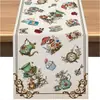 Caminho de Mesa de Natal Festa na Cozinha Mesa de Jantar Guirlanda de Árvore de Natal Boneco de Neve Sinos Rena Papai Noel Decoração de Caminho de Mesa de Natal