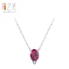 Collar Colgante de Plata de Ley 925 con Diamante Zircón Rojo Granate Elegante para Mujer Cadena de Clavícula Dulce, Exquisita, Sencilla y a la Moda