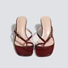 Sandalias Cuadradas de Punta Abierta para Mujer, Estilo Nuevo de Verano de Moda, Zapatillas de Tacón Fino a la Moda, Zapatos de Playa al por Mayor de Fábrica para Mujer