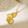 Joyería para Ropa de Trabajo Simple y Versátil Transfronteriza Europea y Americana Acero Inoxidable Chapado en Oro de 18 Quilates Fundición Brillante Collar de Flor y Hoja para Mujer