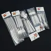 Conjunto de Talheres de Aço Inoxidável com Corda de Cânhamo, Garfo e Colher em Bolsa de PVC, Conjunto de 6 Peças com Padrão Retrô para Comida Ocidental e Steak