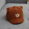 Ins Chapéu de Bebê Estilo Coreano Boné Primavera e Outono Boné de Beisebol para Bebê Tesouro Masculino Tesouro Feminino Corduroy Urso Chapéu de Sol