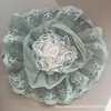 Estilo Coreano Tela de Encaje Grande Flor de Organza Temperamento de Alta Gama Flor Hecha a Mano Tridimensional Camelia Corsage Azul
