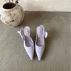 970-5~Sandalias de Tacón Alto Estilo Francés de Punta Cerrada para Mujer, Modelo Nuevo 2026, Punta Aguda, Zapatos sin Talón