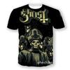 Camiseta Adolescente de Manga Curta com Gola Redonda Estampada em 3D de Banda de Rock Fantasma Europeia e Americana Mais Vendida Transfronteiriça
