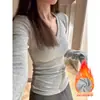 Camiseta Interior Rosa de Manga Larga para Mujer 2026 Otoño Nueva Llegada Prenda Exterior Capa Base Uso Individual Estilo Coreano Hombro Normal Ajuste Delgado