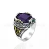 Anillo Transfronterizo de Amazon para Hombre Sol, Luna y Estrellas con Cristal Colorido Grabado Vintage, Joyería de Lujo Ligero de Alta Gama al por Mayor