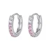 Brincos de Prata S999 com Zircônia Inlaid em Gradiente de Cor para Mulheres, Brincos Versáteis de Alto Padrão da Moda de Nicho Atacado