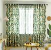 Cortina de estilo campestre americano con estampado de selva tropical, cortina nórdica con sombreado de plantas verdes para dormitorio y sala de estar