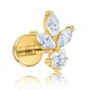 Joias de Unha para Lábio de Liga de Titânio para Mulheres, Brincos de Osso da Orelha com Flor Relâmpago Cravejada de Zircônia, Brincos de Piercing Corporal G23 de Titânio