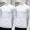 Top de capa base para hombre 2025 Nuevo Otoño e Invierno Ajuste Delgado, Camiseta Blanca de Manga Larga con Cuello Alto