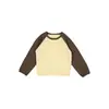 Ropa Infantil Nuomi Wanzi 2026 Otoño Nuevo Estilo Coreano para Niñas Camiseta Básica de Punto de Lana con Bloques de Color y Mangas Raglán