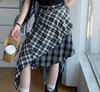 Traje de Chaleco con Cuello Polo y Media Cremallera para Niñas Verano 2025 Nuevo Verano Niños Talla Mediana y Grande Conjunto de Dos Piezas con Falda de Cuadros Moderno