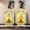 Pingente Guanyin Maitreya Buda de jade incrustado em ouro pingente Guanyin Buda masculino e feminino de marca quadrada de jade branco incrustada em ouro com diamante