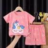 Novo Conjunto de Manga Curta Infantil Meninos Algodão Puro Shorts de Verão Comércio Exterior Meninas Camiseta Roupas Vestuário Infantil Conjunto de Duas Peças