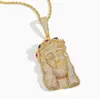 Colgante de Cabeza de Zirconia de Cobre Hip-Hop Europeo y Americano Marca Retro Trendy Zirconia de Colores Collar Personalizado para Hombre Venta al por Mayor Transfronteriza