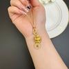 Novo Estilo Chinês Ouro Areia Antigo Moeda Gravada Tridimensional Incrustada com Diamantes Colar Pixiu Feminino Joia de Suprimento Estilo Palaciano Retrô