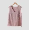 14 Piezas de Chalecos de Lino para Mujer Multicolores con Cuello en V, Chalecos de Cuello Redondo, Camisetas sin Mangas de Hombro Ancho, Ropa de Verano para Mujer