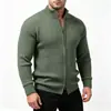 Suéter con cremallera y cuello alto de punto gofrado estilo americano, corte ajustado, prenda exterior de moda y entallada para hombres jóvenes, otoño/invierno, importado