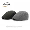 Gorra Plana Retro Clásica para Hombre de Otoño e Invierno Boina de Tweed Espiga Boina de Pico Estilo Británico para Mujer Tendencia