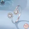 Anillo Abierto de Copo de Nieve Navideño Original Aifuluo Anillo Ajustable Anillo de Plata de Ley S925 Joyería para Mujer al por Mayor