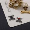 Nuevo Estilo Arte de Uñas Estilo Oscuro Accesorios de Aleación Estilo Punk de Halloween Cadena de Corazón Calavera Cruzada Pedrería para Uñas