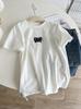 Camiseta de Manga Corta con Estampado de Letras Estéreo para Mujer en Primavera y Verano, Tops Casuales Simples y Holgados para Estudiantes, Versátil para Usar como Base